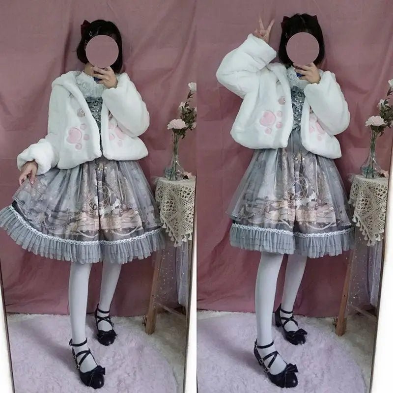 Cozy Faux - Fur Paw Print Winter Coat for Kids - Cosparty