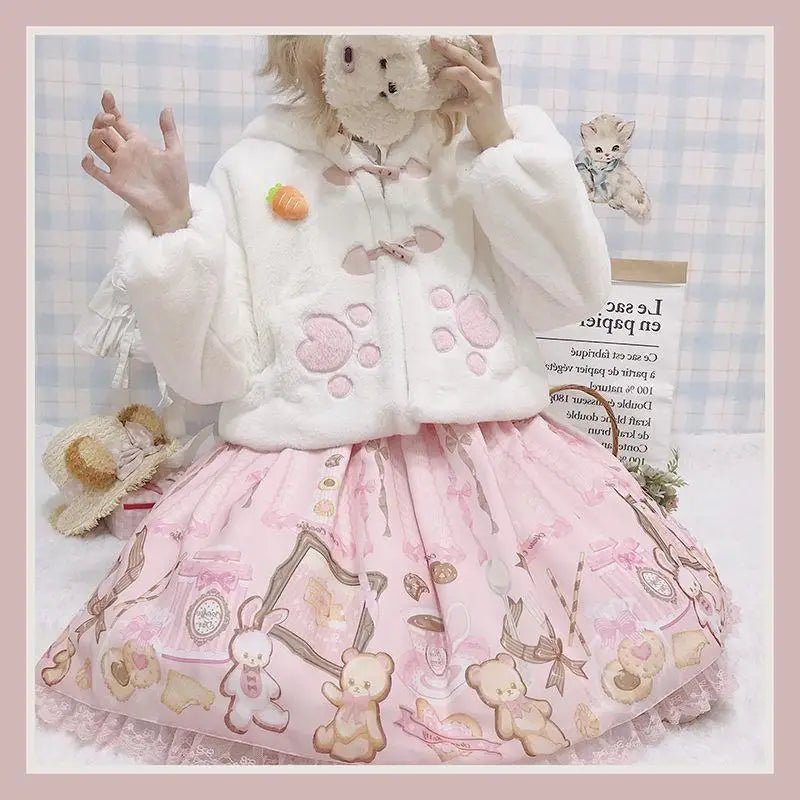 Cozy Faux - Fur Paw Print Winter Coat for Kids - Cosparty