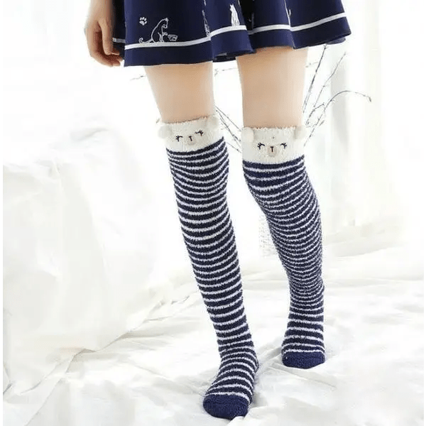 Cozy Furry Thigh High Stockings for Adults - Cosparty