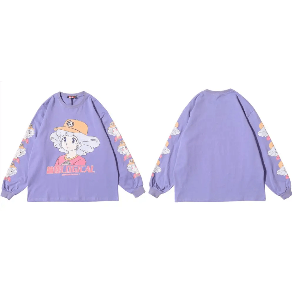Creamy Mami Pastel Goth Long Sleeve Pullover Sweater - Cosparty
