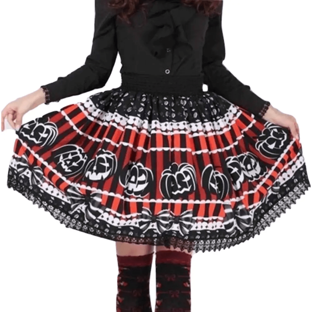 Creepy Cute Jack - o - Lantern Pumpkin Skirt for Year - Round Wear - Cosparty