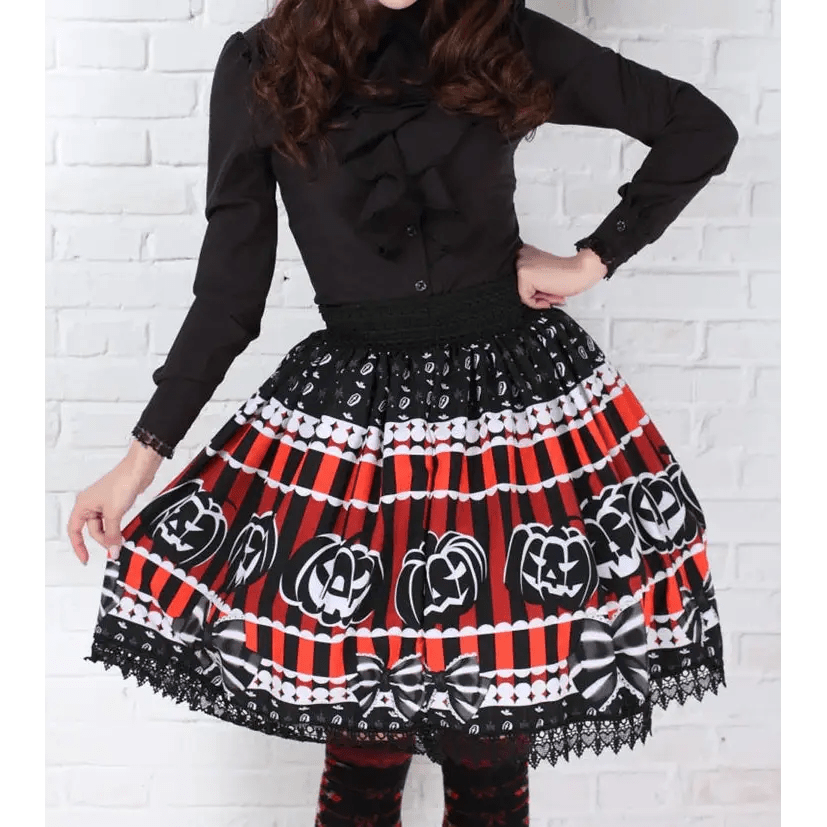 Creepy Cute Jack - o - Lantern Pumpkin Skirt for Year - Round Wear - Cosparty