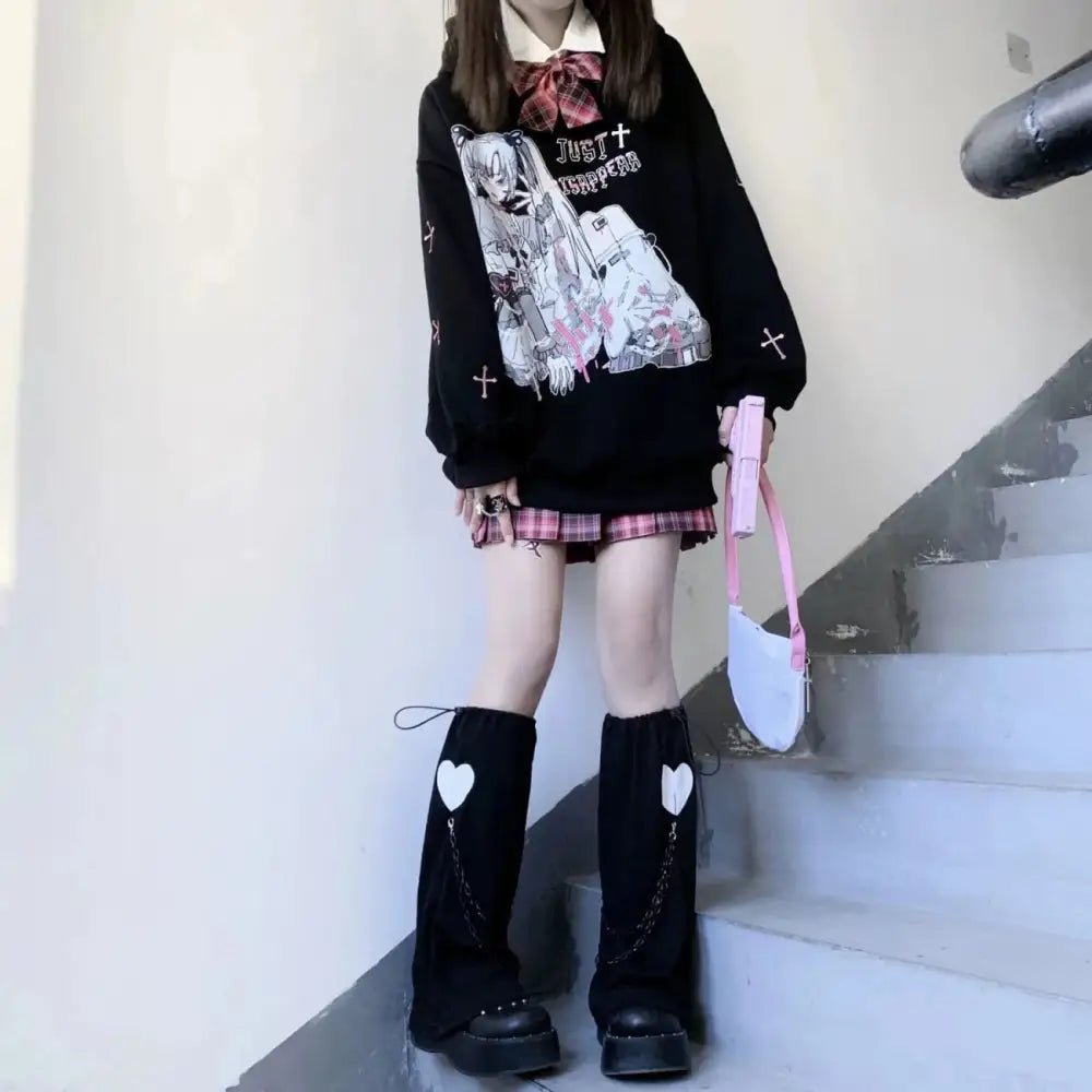 Creepy Cute Sweater with Eerie Charm in Black or White - Cosparty