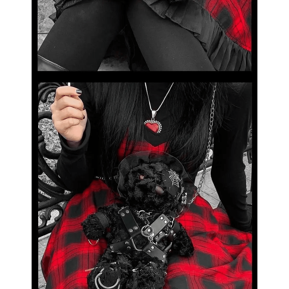 Creepy Cute Teddy Bear Messenger Bag in Gothic Style - Cosparty