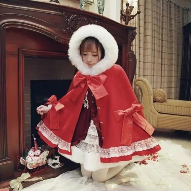 Crimson Red Lolita Winter Jacket Now in Stock org New Condition - Cosparty
