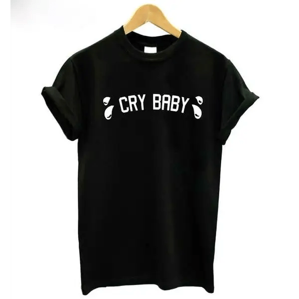 Cry Baby Classic T-Shirt with Cute Tear Design - Cosparty