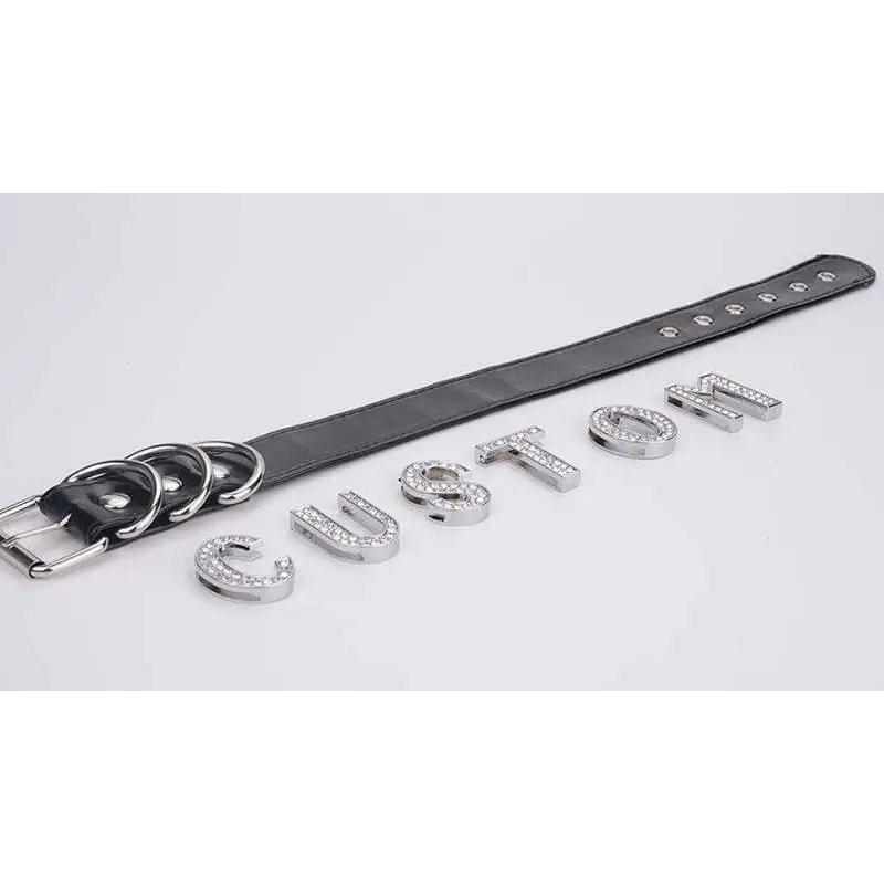 Customizable Vegan Leather Rhinestone Choker Necklace - Cosparty