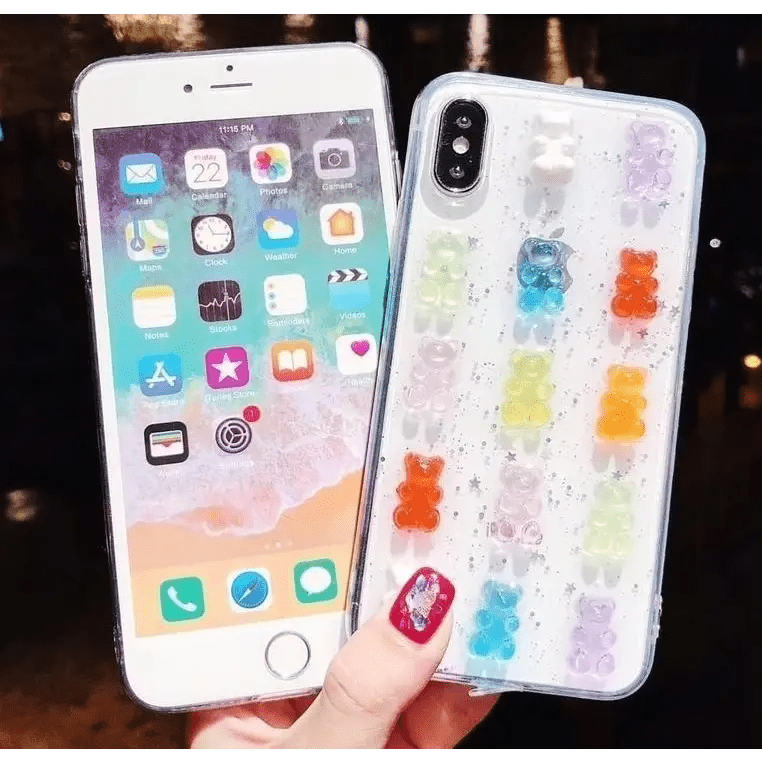 Cute 3D Gummy Bear iPhone Case with Sparkly Rubber Base - Cosparty