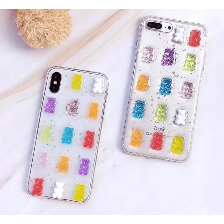 Cute 3D Gummy Bear iPhone Case with Sparkly Rubber Base - Cosparty
