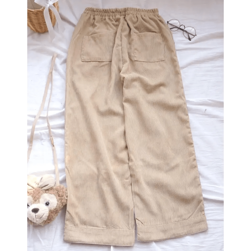 Cute Brown Baby Bear Corduroy Pants for Cottagecore Aesthetic - Cosparty