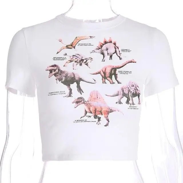 Cute Dino Diagram Infographic Crop Top for Kids Org Instock - Cosparty