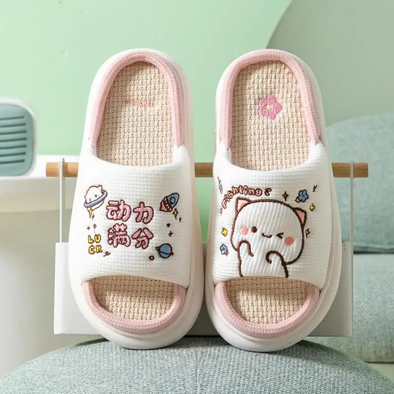 Cute Dudu and Bubu Peach & Goma Slippers for Cozy Comfort - Cosparty