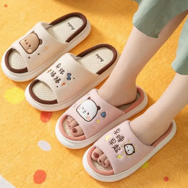 Cute Dudu and Bubu Peach & Goma Slippers for Cozy Comfort - Cosparty