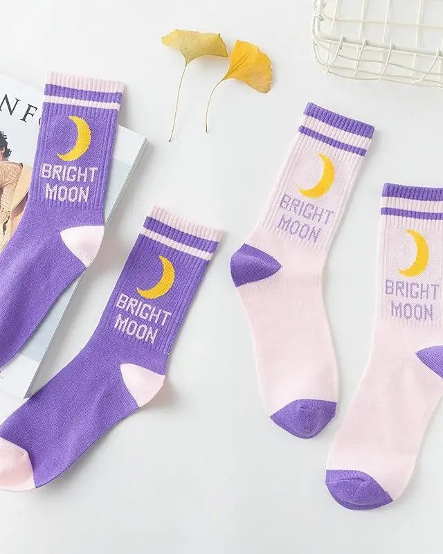 Cute Fairy Kei Moon Socks for Magical Girl Anime Aesthetic - Cosparty