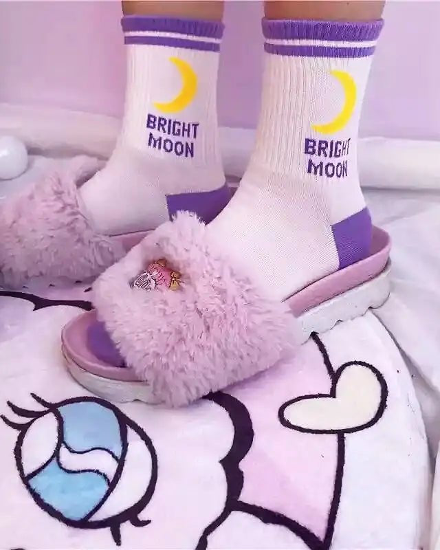 Cute Fairy Kei Moon Socks for Magical Girl Anime Aesthetic - Cosparty