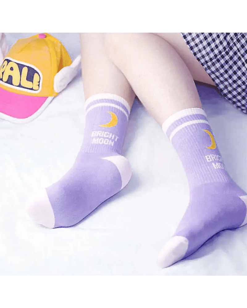 Cute Fairy Kei Moon Socks for Magical Girl Anime Aesthetic - Cosparty
