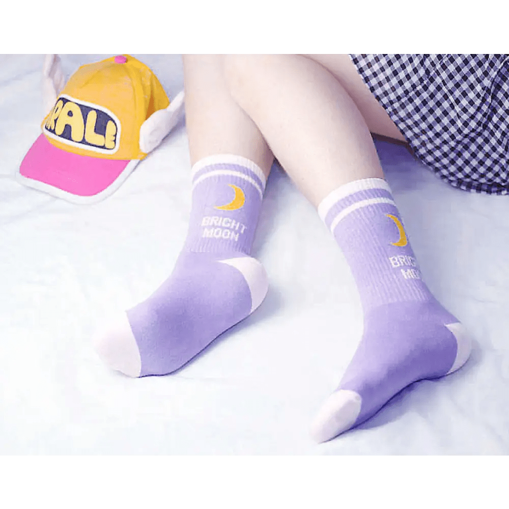 Cute Fairy Kei Moon Socks for Magical Girl Anime Aesthetic - Cosparty