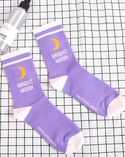 Cute Fairy Kei Moon Socks for Magical Girl Anime Aesthetic - Cosparty