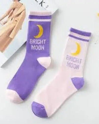 Cute Fairy Kei Moon Socks for Magical Girl Anime Aesthetic - Cosparty