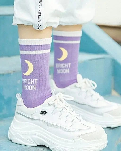 Cute Fairy Kei Moon Socks for Magical Girl Anime Aesthetic - Cosparty