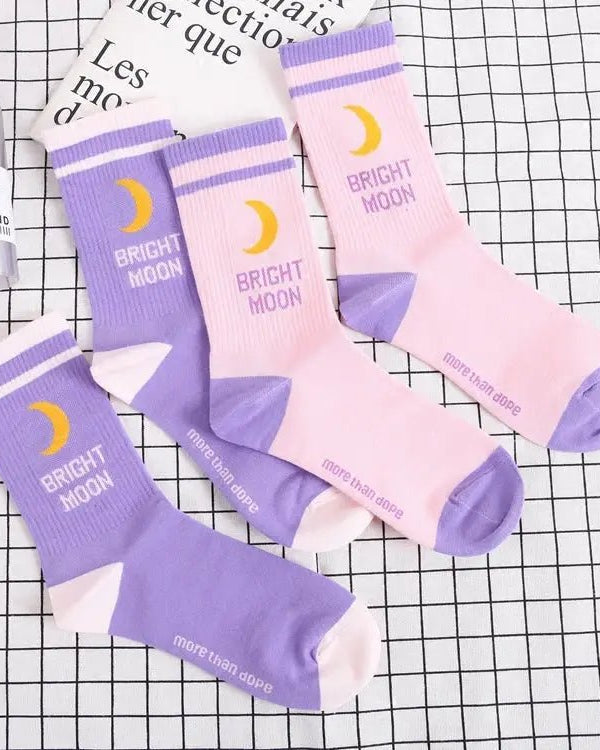 Cute Fairy Kei Moon Socks for Magical Girl Anime Aesthetic - Cosparty