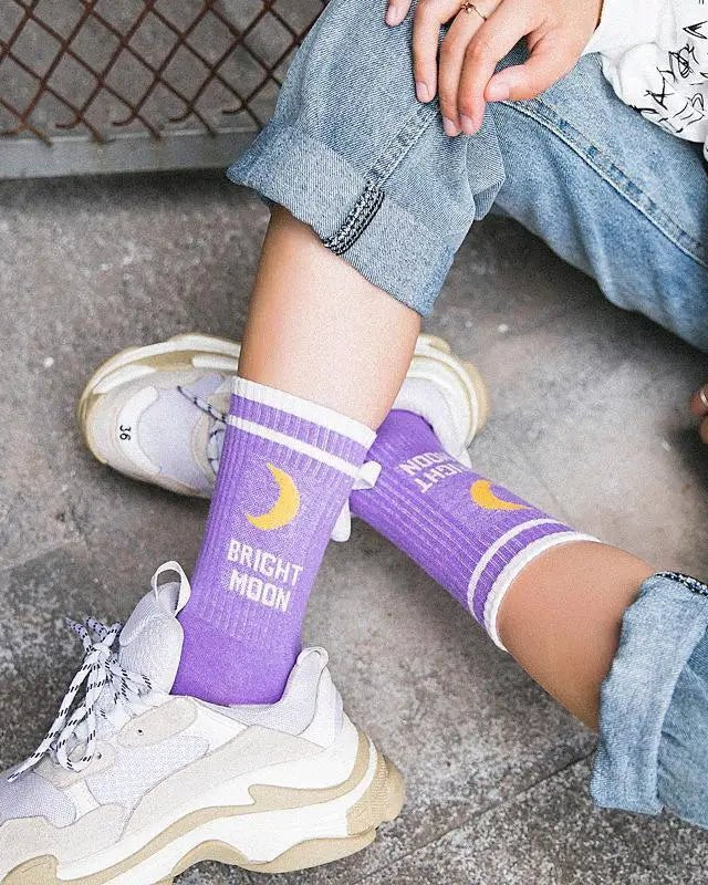 Cute Fairy Kei Moon Socks for Magical Girl Anime Aesthetic - Cosparty