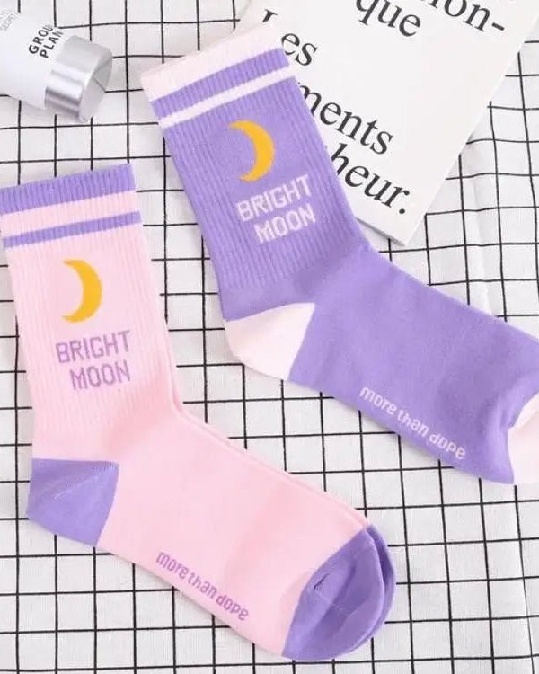 Cute Fairy Kei Moon Socks for Magical Girl Anime Aesthetic - Cosparty