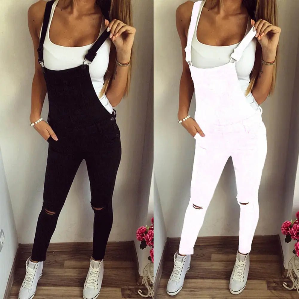 Cute Full Length Overalls in White or Black - Cosparty