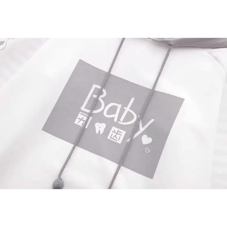 Cute Grey Baby Hoodie with Striped Layered Sleeves - Cosparty