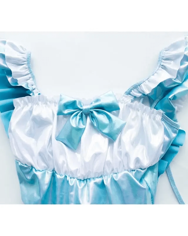 Cute Holographic Blue Maid Adult Jumpsuit for Everyday Wear - Cosparty