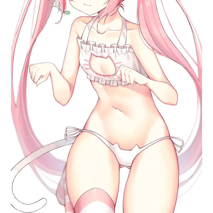 Cute Neko Cat Inspired Lingerie Set with Bikini Bottoms and Accessories - Cosparty