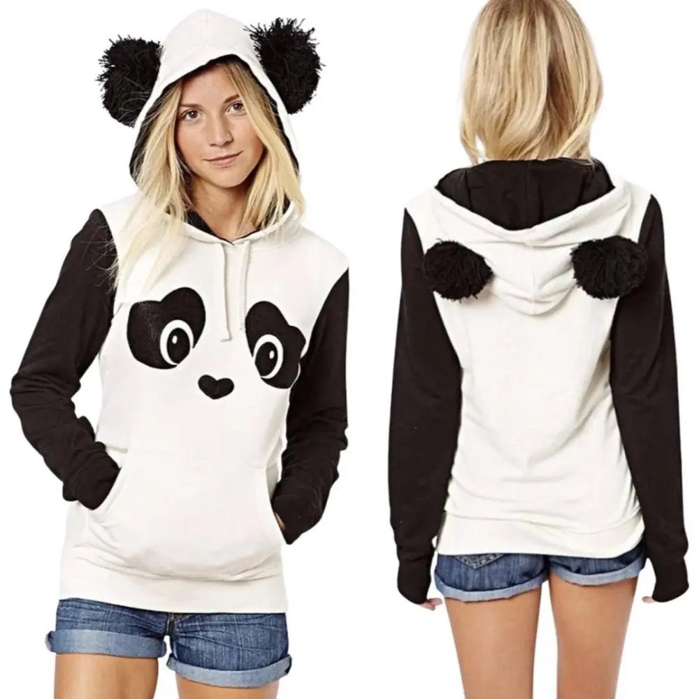 Cute Panda Bear Inspired Hoodie with Fuzzy Ears and Warm Sleeves - Cosparty