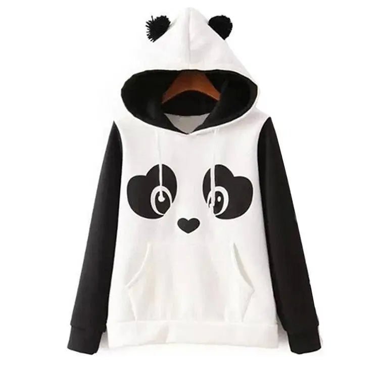 Cute Panda Bear Inspired Hoodie with Fuzzy Ears and Warm Sleeves - Cosparty