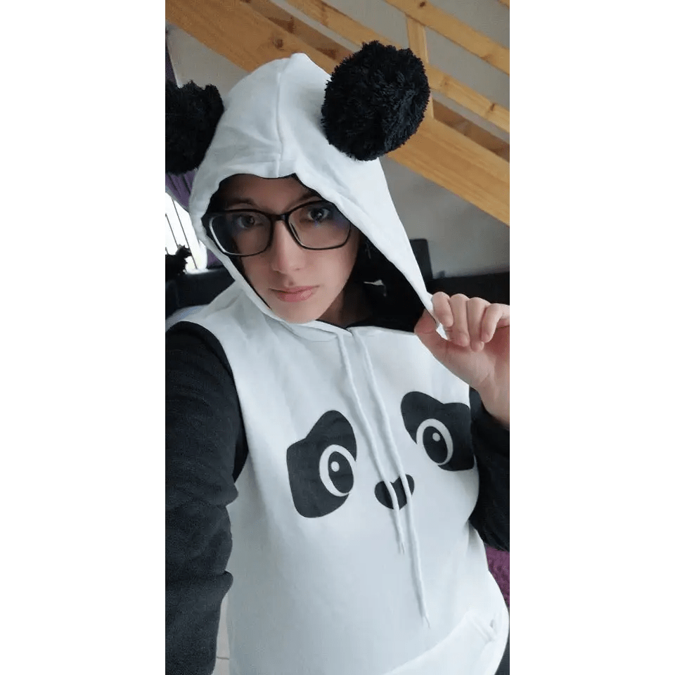 Cute Panda Bear Inspired Hoodie with Fuzzy Ears and Warm Sleeves - Cosparty