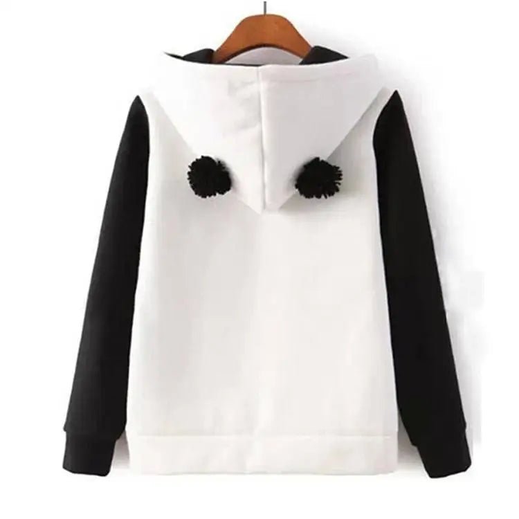 Cute Panda Bear Inspired Hoodie with Fuzzy Ears and Warm Sleeves - Cosparty