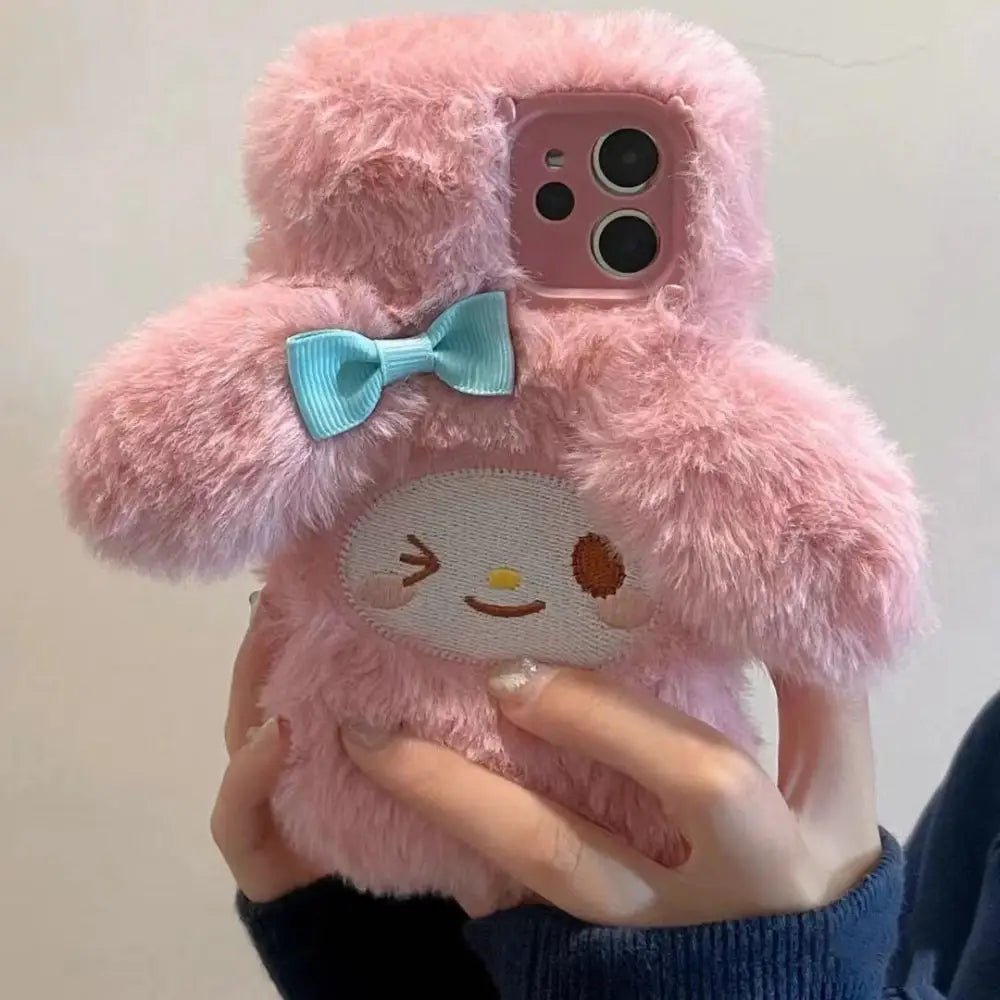 Cute Pink Fuzzy Baby Bunny iPhone Case for Kawaii Lovers - Cosparty