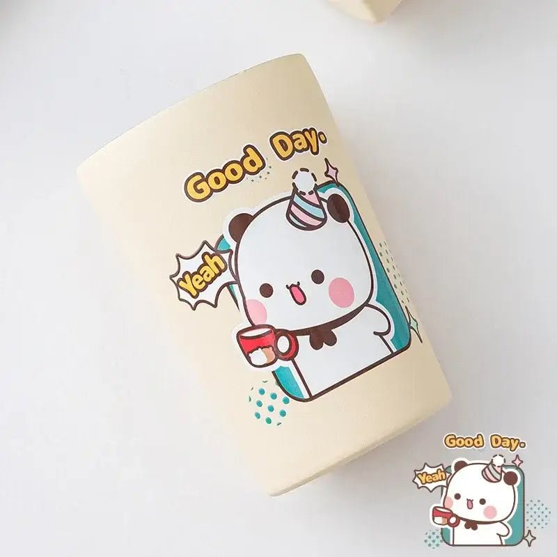 Cute Stainless Teel Dudu & Bubu Bottles in Peach and Goma 360ml - Cosparty