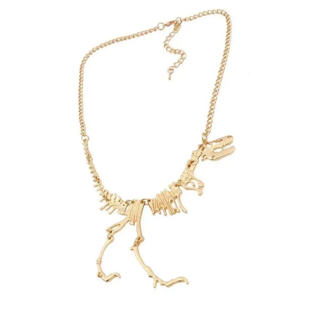 Cute T - Rex Bone Necklace in Black, Gold, or Silver Plated Hardware - Cosparty