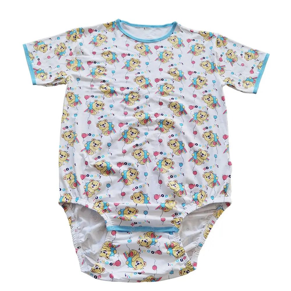Cute Teddy Bear Adult Onesie with Baby Blue Trim - Cosparty