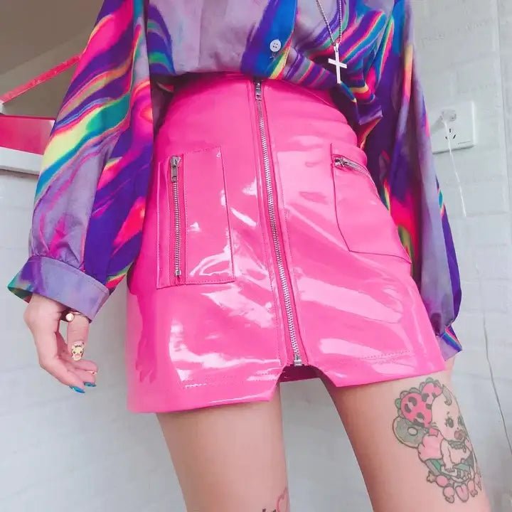 Cute Vinyl Latex Wet - Look Miniskirt for Fashion Vixens - Cosparty
