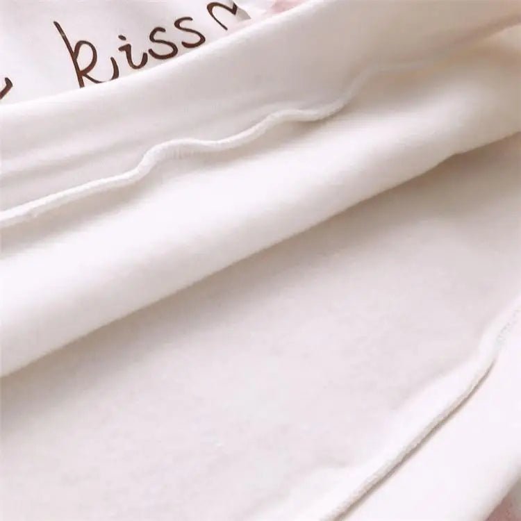 Cute White Baby Kisses Hoodie with Bunny Ears for Kawaii Fashion - Cosparty