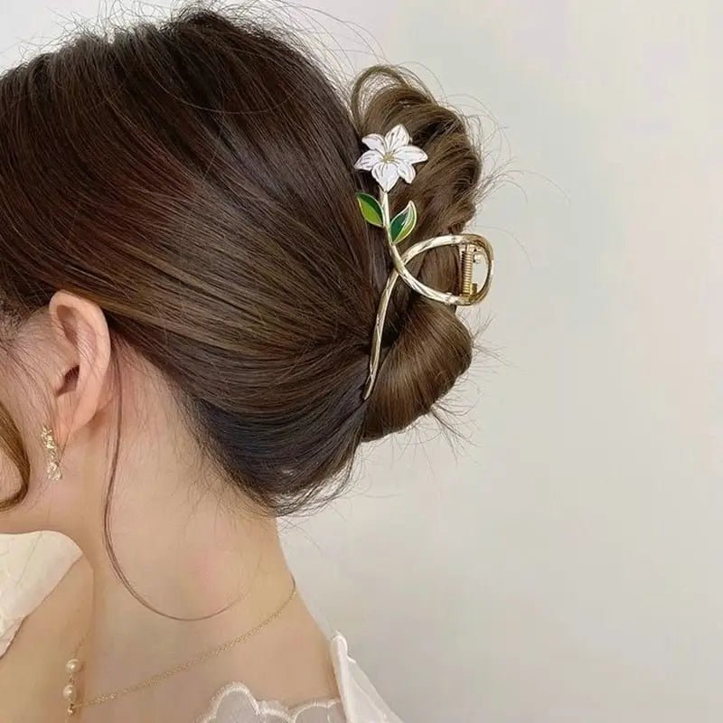 Dainty Floral Ceramic Hair Claw Clip for a Unique Style - Cosparty