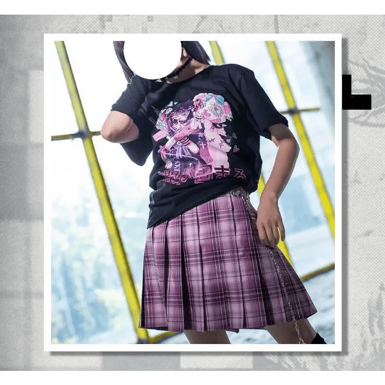 Dark Pastel Goth Oversized Menhera Inspired Tee in Sickly Sweet Style - Cosparty