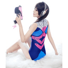 D.Va Overwatch One Piece Swimsuit with Built - in Bra Liner - Cosparty