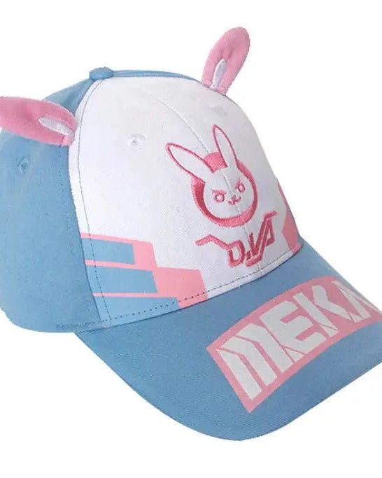 D.Va Overwatch Rabbit Ear Hat with Kawaii Embroidery and Detailing - Cosparty