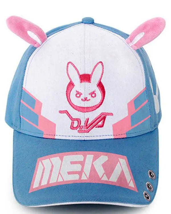D.Va Overwatch Rabbit Ear Hat with Kawaii Embroidery and Detailing - Cosparty