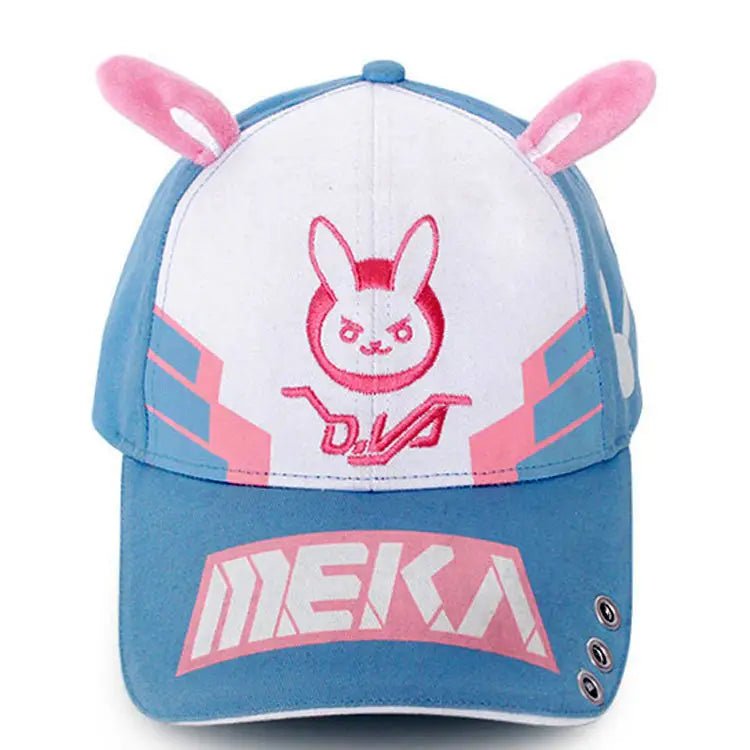 D.Va Overwatch Rabbit Ear Hat with Kawaii Embroidery and Detailing - Cosparty