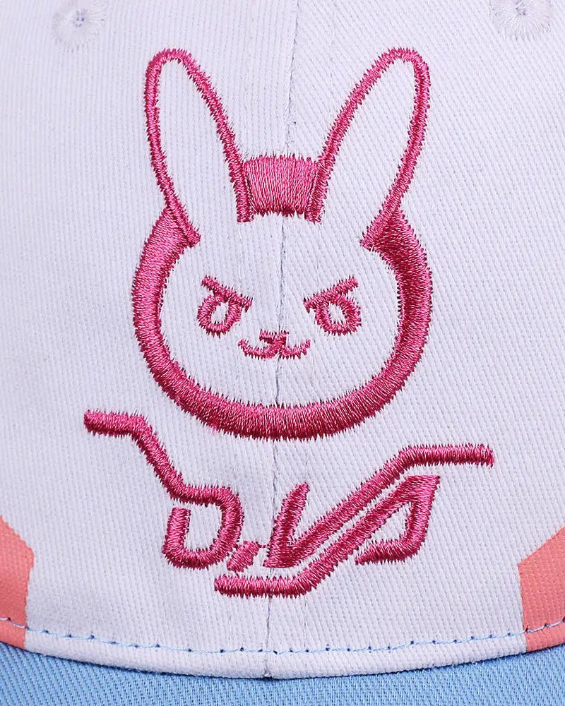 D.Va Overwatch Rabbit Ear Hat with Kawaii Embroidery and Detailing - Cosparty