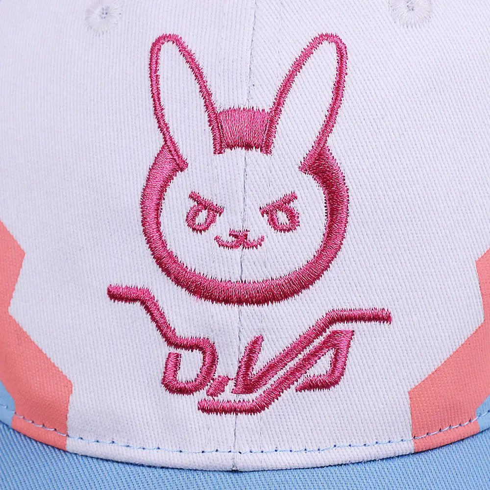 D.Va Overwatch Rabbit Ear Hat with Kawaii Embroidery and Detailing - Cosparty