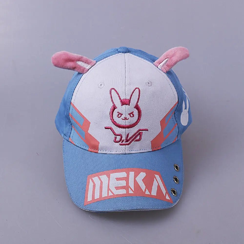 D.Va Overwatch Rabbit Ear Hat with Kawaii Embroidery and Detailing - Cosparty